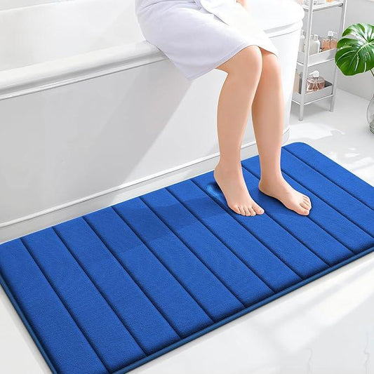 OLANLY Memory Foam Long Bathroom Rugs Runner 47x24, Super Soft Absorbent Bath Mat, Quick Dry, Machine Washable Shower Floor Rugs, Bathmat Carpet, Bathroom Home Decor Accessories, Royal Blue - ModernBath