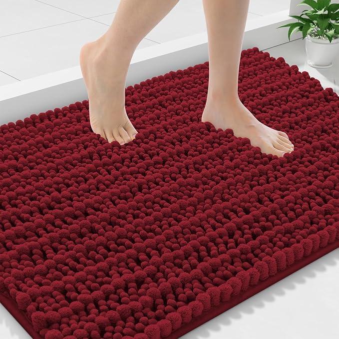 Smiry Bathroom Rugs Mat 36x24, Extra Soft Absorbent Chenille Bath Rugs, Non Slip Rubber Backing Machine Washable Quick Dry Bath Mats for Bathroom Floor, Tub, Shower, Home Decor Accessories, Red - ModernBath
