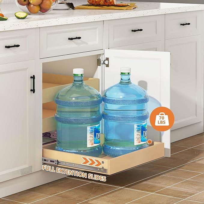 WelFurGeer 3-Tier Pull Out Cabinet Organizer with Soft Close, Heavy-Duty Slide Out Drawers for Cabinets, Pull Out Drawers for Cabinets, Bottom Mount Shelves for Kitchen, Pantry, Bathroom - ModernBath