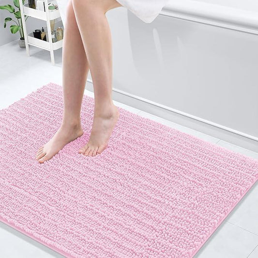 Arotive Luxury Chenille Bathroom Rug Mat, Extra Soft Thick Absorbent Shaggy Bath Rugs, Non-Slip Machine Wash Dry, Plush Bath Mats for Bathroom, Shower and Tub, 47x32, Pink - ModernBath