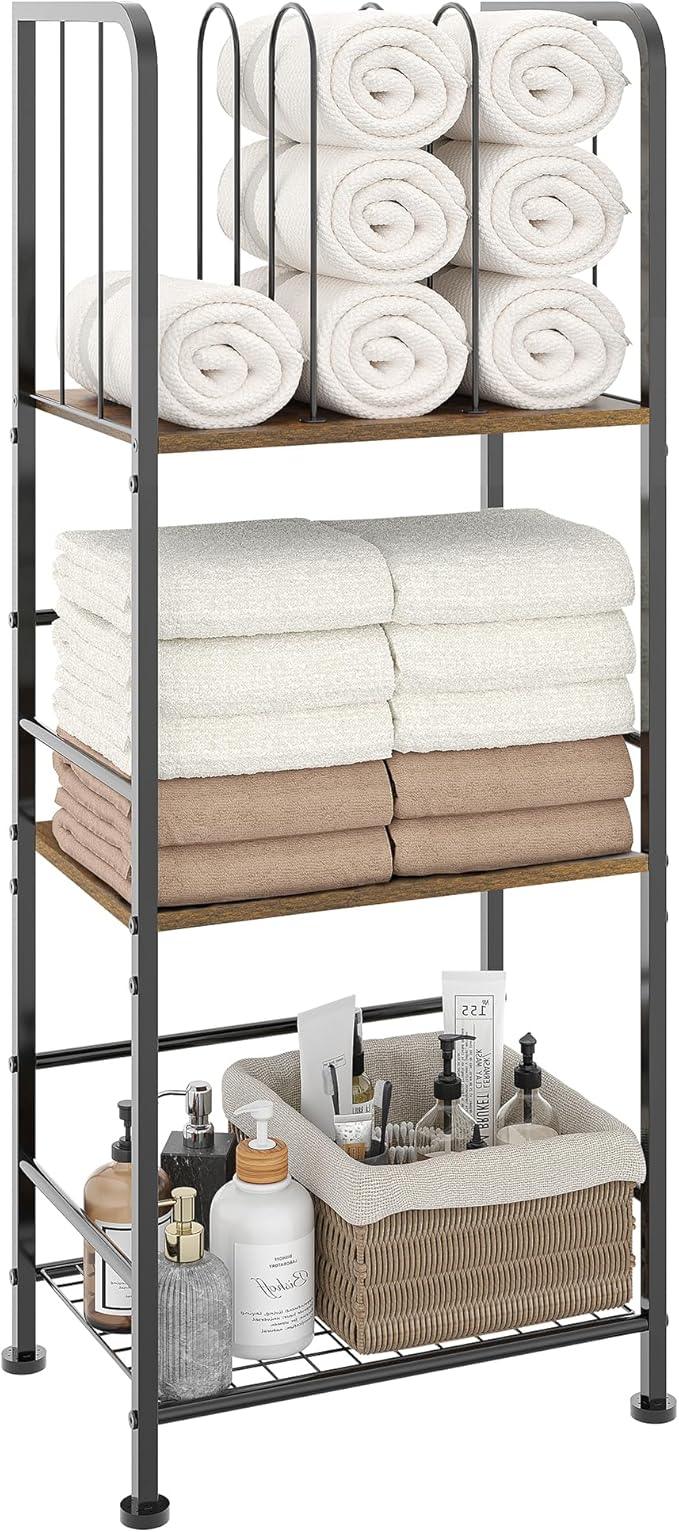 Towel Rack Free Standing 3-Tier M-Shaped Detachable Dividers, Durable Metal Towel Holder for Bathroom, Pool Towel Rack, Space-Saving Towel Storage Organizer, Modern Bath Towel Shelf Patent Pending - ModernBath