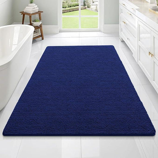 OLANLY Bathroom Rugs 70x46, Extra Soft Absorbent Chenille Bath Rugs, Rubber Backing Quick Dry, Machine Washable Bath Mats for Bathroom Floor, Tub and Shower, Home Decor Accessories, Navy - ModernBath
