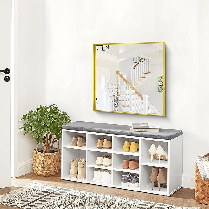 NIMURY Gold Bathroom Mirror, 30x30 Inch Rectangular Framed Mirror, Large Wall Mounted Bathroom Vanity Mirror Over Sink for Bedroom,Restroom, Living Room, Hangs Vertically or Horizontally - ModernBath