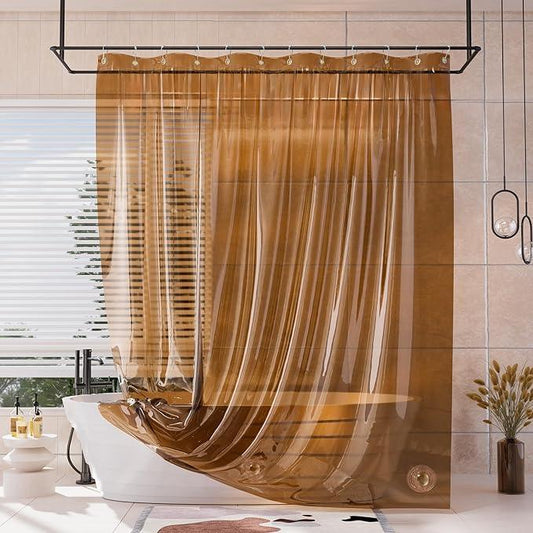 AmazerBath Long Shower Curtain Liner, 100% EVA Soft Clear Amber Heavy Duty 78 inch Shower Curtain and Liner 2-in-1, 72x78 Plastic Bathroom Shower Curtain, 12 Rustproof Grommets & 3 Weighted Stones - ModernBath