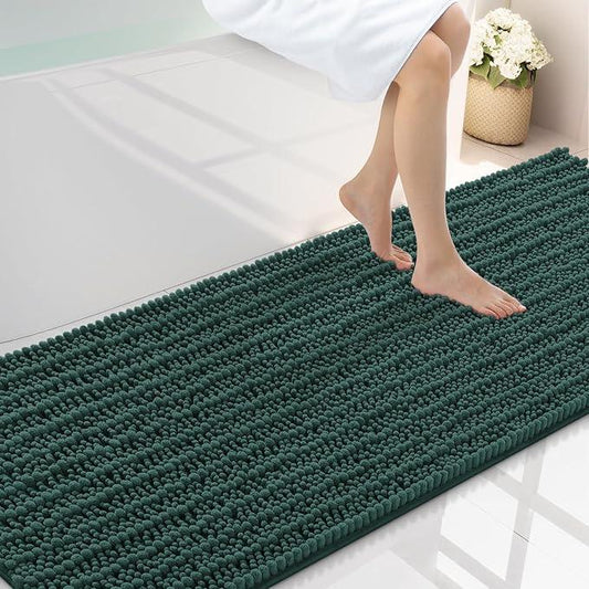 Smiry Bathroom Rugs Mat 70x24, Extra Soft Absorbent Chenille Bath Rugs, Non Slip Rubber Backing Machine Washable Quick Dry Bath Mats for Bathroom Floor, Tub, Shower, Home Decor Accessories, Green - ModernBath