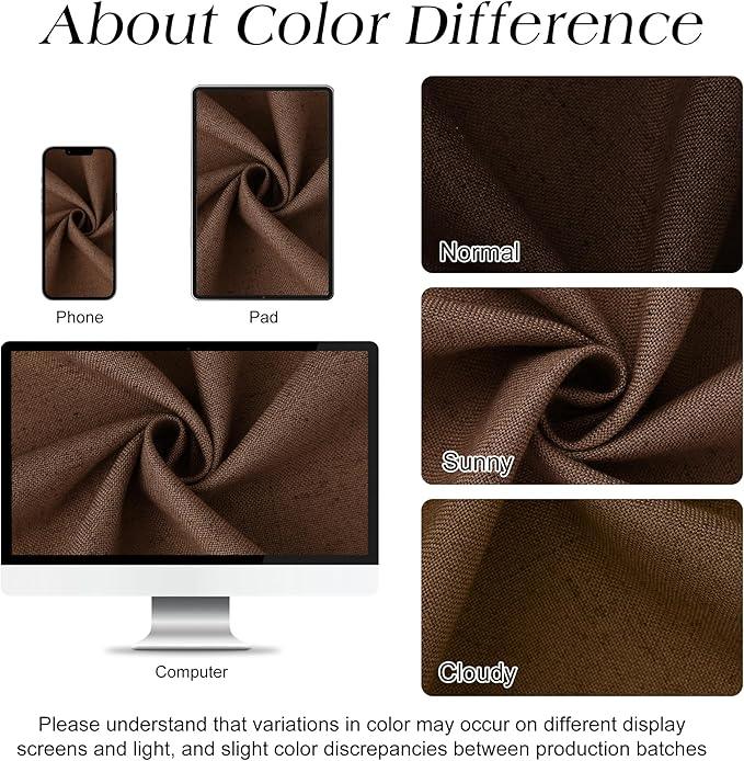 Naturoom Caramel Brown Linen Shower Curtain, Country Boho Farmhouse Bath Decor Shower Curtains Neutral Cloth Weighted Textured Fabric Bath Curtain Liner with Hooks, 72x84 - ModernBath