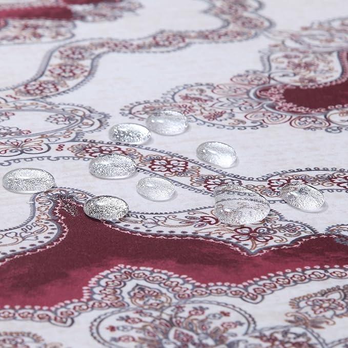 BESTRIPES Extra Long Burgundy Shower Curtain 90 Inches, Water Repellent Fabric with Medallion Pattern, 12 Metal Grommets & Weighted Hem - ModernBath