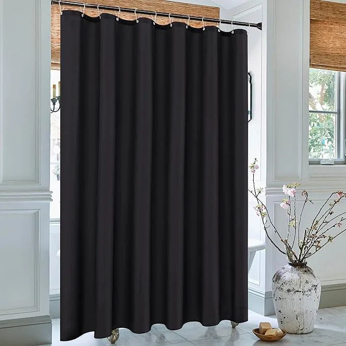 Biscaynebay Hotel Quality Fabric Shower Curtain Liner 72 Inch by 72 Inch, Black Water Resistant Bathroom Curtains Rust Resistant Grommets & Weighted Bottom Hem Machine Washable - ModernBath