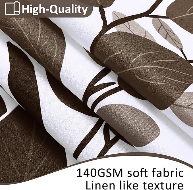 BOODII Brown Leaf Shower Curtain for Bathroom Botanical Eucalyptus Nature Eucalyptus Shower Curtain Set Floral Leaves Bathroom Decor Natural Bath Curtains 72x72 - ModernBath
