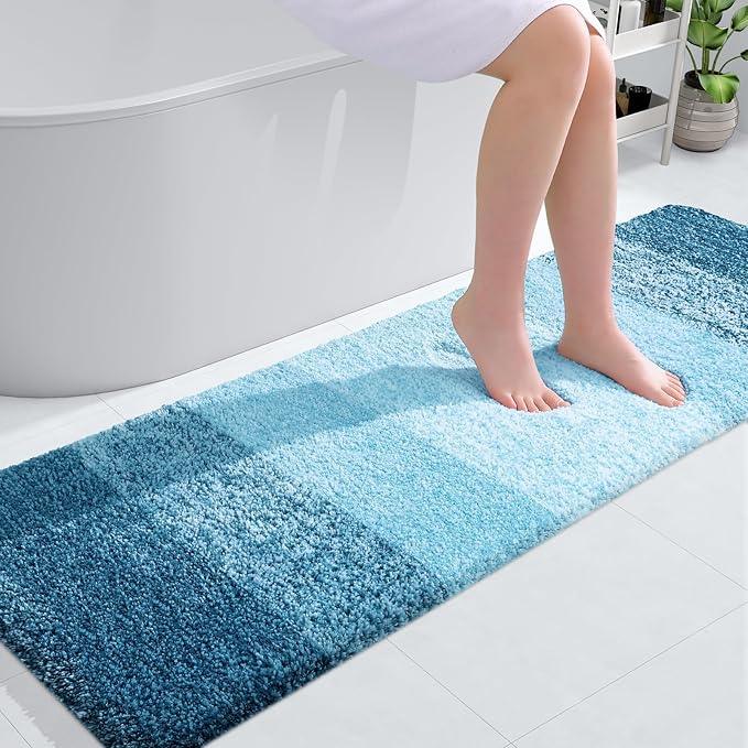 OLANLY Bathroom Runner Rugs 59x20, Extra Soft Absorbent Microfiber Bath Rugs, Rubber Backing, Quick Dry, Washable Bath Mats for Bathroom Floor, Tub and Shower, Home Decor Accessories, Peacock Blue - ModernBath