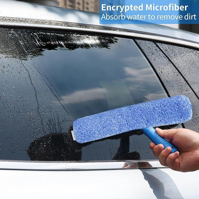 HYCDFCS Squeegee for Window Cleaning,Window Cleaning Squeegee kit with Bucket&Microfiber Scrubber,Bathroom,Shower Doors,Mirrors,Tiles,and Car Windows Blue - ModernBath