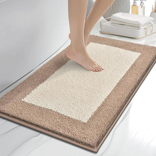 anllugs Bathroom Rugs 20" x 30", Non-Slip Extra Soft Absorbent Bath Rugs, Machine Washable Quick Dry Bath Mats for Bathroom Floor, Shower, Bathtub and Sink, Beige & Grayish Brown - ModernBath