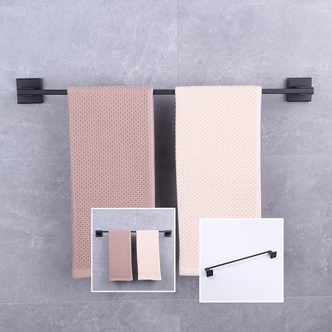 GERZWY Matte Black Towel Bar, 24 Inch Bathroom Wall Mounted Towel Rail, Hand Towel Holder, Stainless Steel JG1901A60-BK - ModernBath