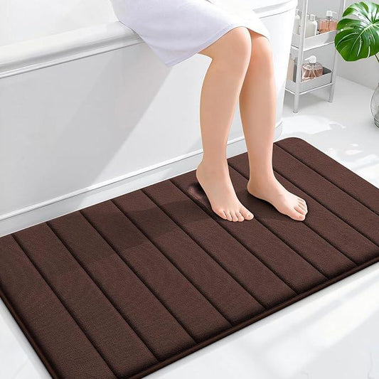 OLANLY Memory Foam Bath Mat 44x24, Super Soft Absorbent Bathroom Rugs, Quick Dry, Machine Washable Shower Floor Rugs, Bathmat Carpet, Bathroom Home Decor Accessories, Brown - ModernBath