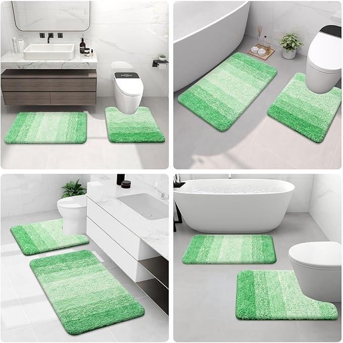 Arotive Microfiber Bathroom Rugs, Shaggy Soft and Absorbent Bath Rug, Non-Slip, Thick Plush Machine Washable Dry Bath Mats for Bathroom, Tub and Shower, 44x24, Green, Rectangular - ModernBath