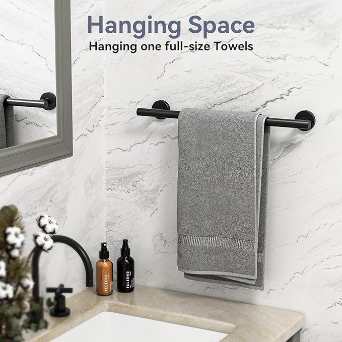 Matte Black Towel Bar Set, 18 Inch Bathroom Hardware Set, Wall Mounted Bathroom Towel Holder Set, Modern Bathroom Accessories, Durable SUS304 Stainless Steel, 4-Piece - ModernBath