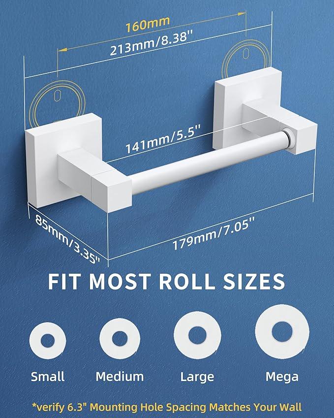 Ruacq Toilet Paper Holder-White Tissue Roll Holder Double Post Pivoting Square Base Wall Mounted for Bathroom - ModernBath