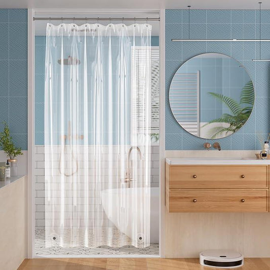 Titanker Plastic Shower Curtain Liner, Clear Shower Liner PEVA 54x72 Lightweight Waterproof Shower Curtains for Bathroom with Magnets and Rustproof Grommets - ModernBath