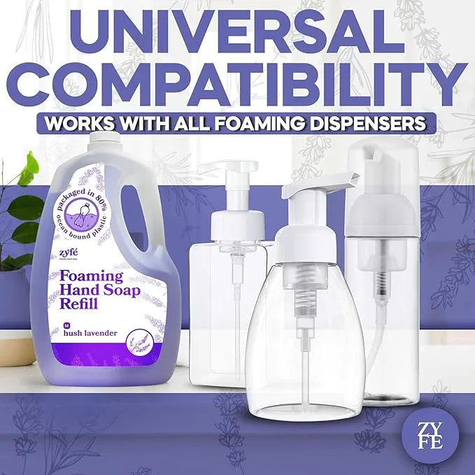 ZYFE Lavender Hand Soap Refills Foam, 64oz Liquid Hand Soap Foam Refill in Recycled Bottle, Natural Handwash Refill with Essential Oils, Biodegradable & Moisturizing - ModernBath