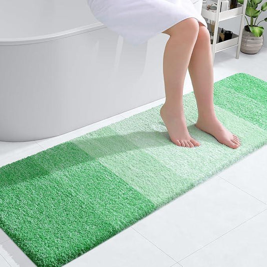 OLANLY Bathroom Runner Rugs 59x17, Extra Soft Absorbent Microfiber Bath Rugs, Rubber Backing, Quick Dry, Machine Washable Bath Mats for Bathroom Floor, Tub and Shower, Home Decor Accessories, Green - ModernBath