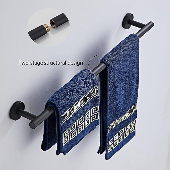 Matte Black Bathroom Hardware Set 5 Piece with Towel Racks for Bathroom, SUS304 Stainless Steel Bath Towel Bar Set, 24 Inch Wall Mounted Accessories Kit… - ModernBath