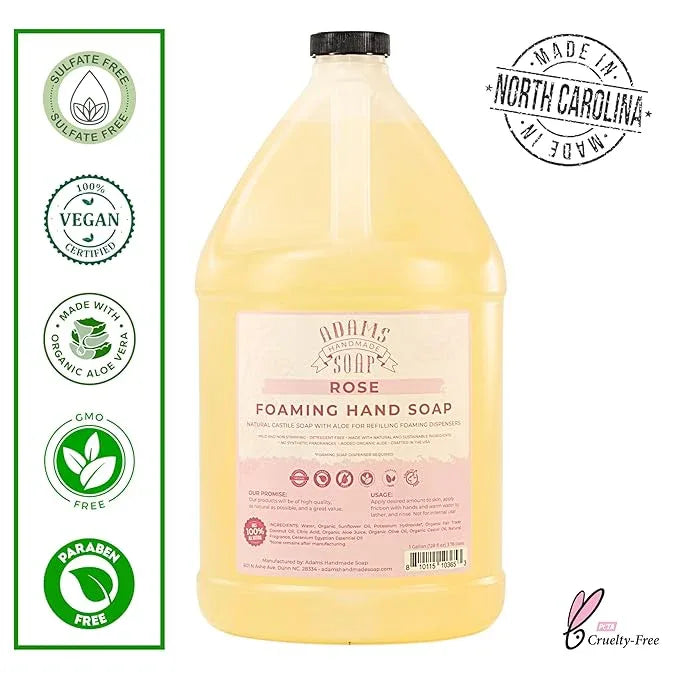 Adams Handmade Soap Liquid Foaming Soap 1 Gal - Rose - ModernBath
