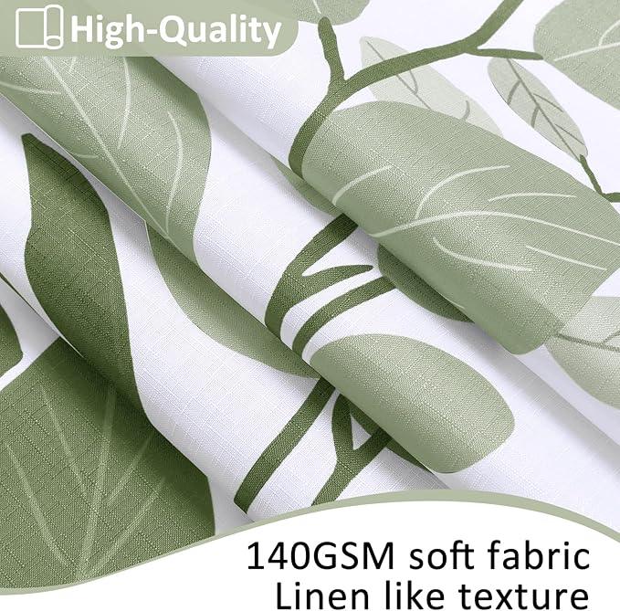 BOODII Sage Green Stall Size Shower Curtains 36x72 inch Spring Eucalyptus Shower Stall Curtain for Bathroom Slub Texture Bath Curtain Floral Leaves Botanical Set Natural Bathroom Decor - ModernBath