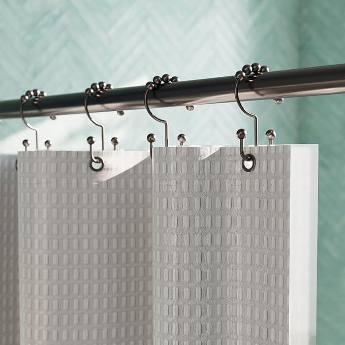 Zenna Home Metal Double Glide Shower Rings, Oil Rubbed Bronze – Set of 12 Heavy Duty, Rust-Resistant Shower Rings with Smooth Glide for Shower Curtains and Liners - ModernBath