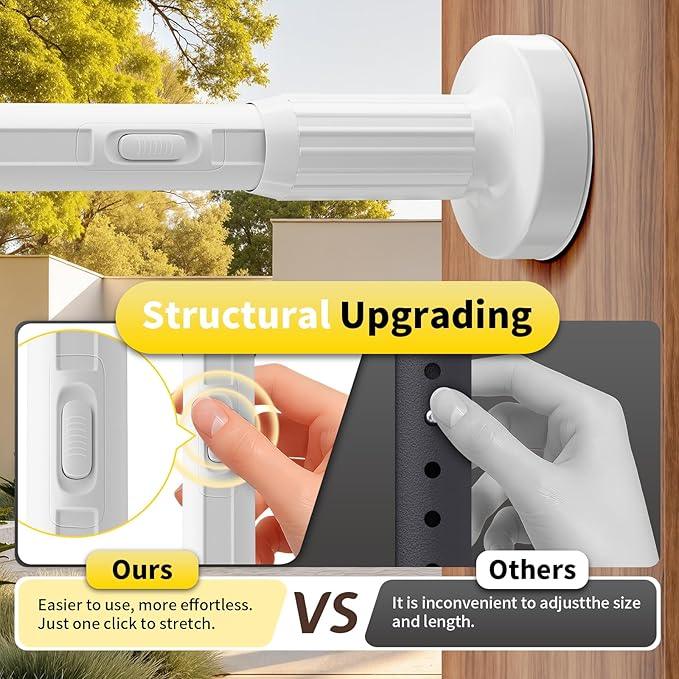 Treije Tension Curtain Rod 39-173In, Outdoor Extra Long Curtain Rod No Drilling for Window or Bathroom Patio, Adjustable Heavy Duty Shower Curtain Rod, Easy to Install, Never Rust, Non-Slip-White - ModernBath