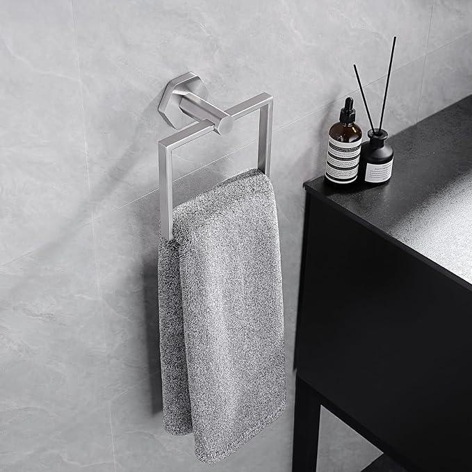 GERZWY SUS 304 Stainless Steel 2 Piece Bathroom Hardware Set Towel Ring and Toilet Paper Holder Wall Mounted, Brushed Finish - ModernBath