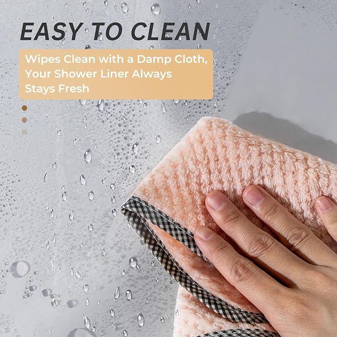 AmazerBath Stall Shower Curtain 36x72, Heavy Duty Plastic, Grey with 2 Weighted Stones and 6 Grommet Holes - ModernBath