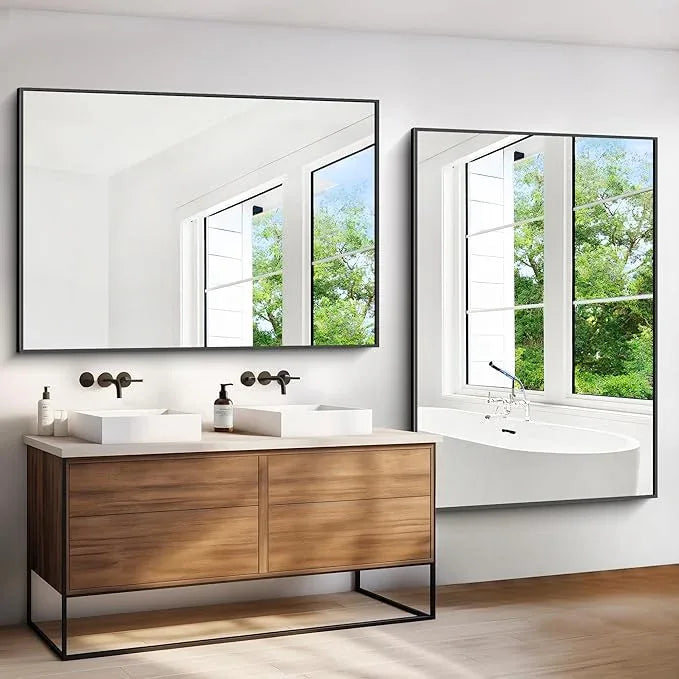 BONEWEI Bathroom Mirror,60x40 inch Bathroom Mirrors for Over Sink,Large Wall Mirror for Bathroom Wall Mounted Rectangle Mirrors,Black Vanity Mirror for Living Room,Bedroom Entryway,Horizontal/Vertical - ModernBath