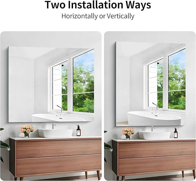 KOCUUY Large Frameless Mirror, 40x48 Inch Square Bathroom Vanity Mirror for Over Sink, Upgraded Shatterproof Unframed Design for Bedroom, Living Room, Entryway - ModernBath