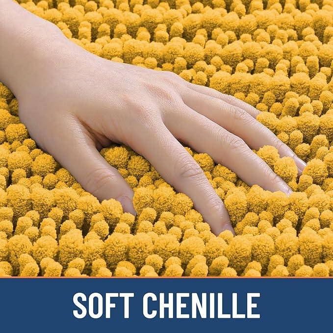 Smiry Bathroom Rugs Mat 36x24, Extra Soft Absorbent Chenille Bath Rugs, Non Slip Rubber Backing Machine Washable Quick Dry Bath Mats for Bathroom Floor, Tub, Shower, Home Accessories, Golden Yellow - ModernBath