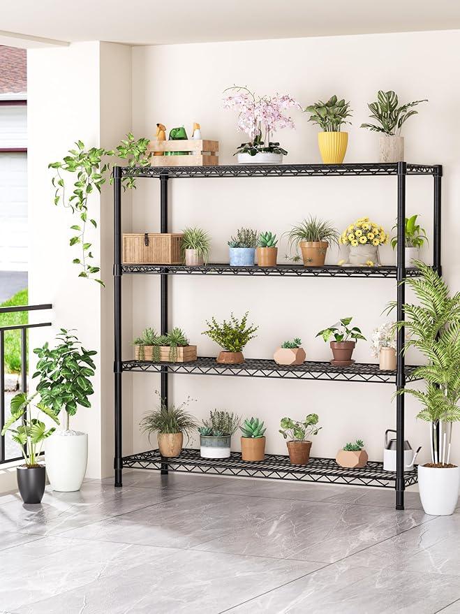 4 Tier Adjustable Storage Shelves,Heavy Duty Metal Utility Shelf 1400LBS Capacity Wire Shelving Unit Organizer Rack for Kitchen Office Pantry Room 18" D x 46" W x 59" H Black - ModernBath