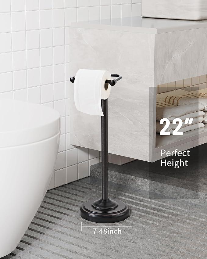 Toilet Paper Holder Stand, Oil Rubbed Bronze Toilet Paper Holder Free Standing, Post Pivoting Design & Stable Weighted Base SUS304 Stainless Steel for Bathroom（Mega Roll） - ModernBath
