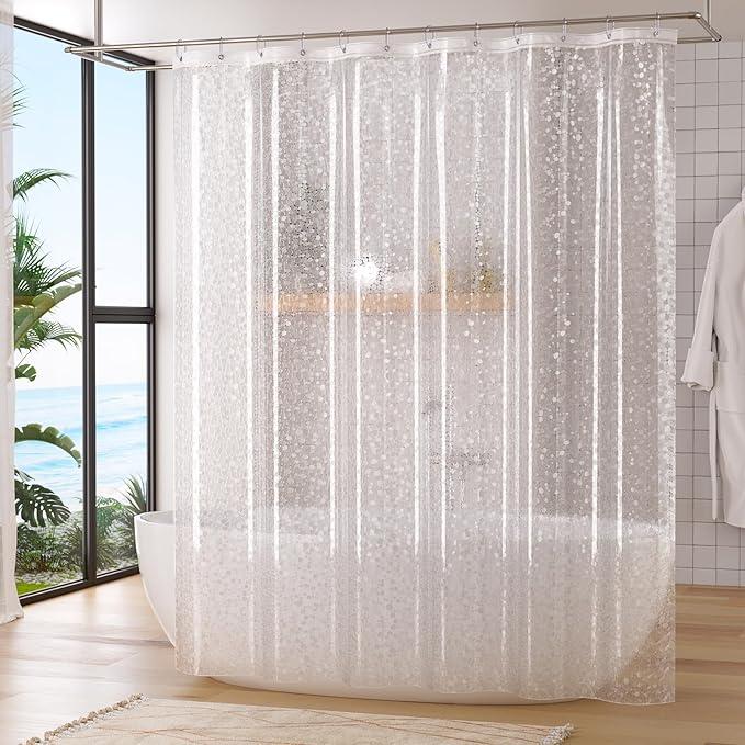 Titanker Clear Shower Curtain Liner with Pebble Pattern, Medium Weight Plastic Shower Liner PEVA Waterproof Shower Curtains for Bathroom with Big Stones and Grommets, 72x72 Inches - ModernBath