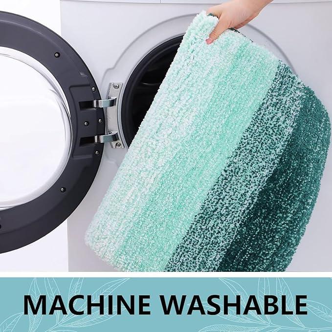 Arotive Microfiber Bathroom Rugs, Shaggy Soft and Absorbent Bath Rug, Non-Slip, Thick Plush Machine Washable Dry Bath Mats for Bathroom, Tub and Shower, 47x20, Dark Green, Rectangular - ModernBath