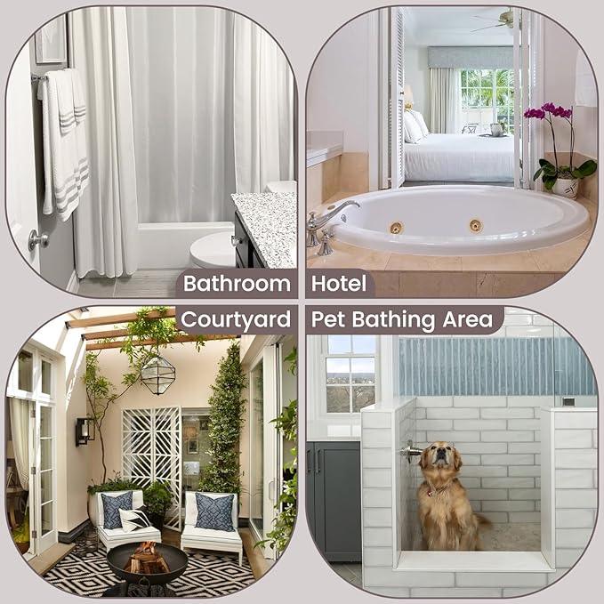 SORTTO No Hook Slub Textured Shower Curtain with Snap in Liner - White Fabric Outer Curtain & Waterproof Inner Liner, Hotel Style with See Through Top Window, 71x74 in - ModernBath