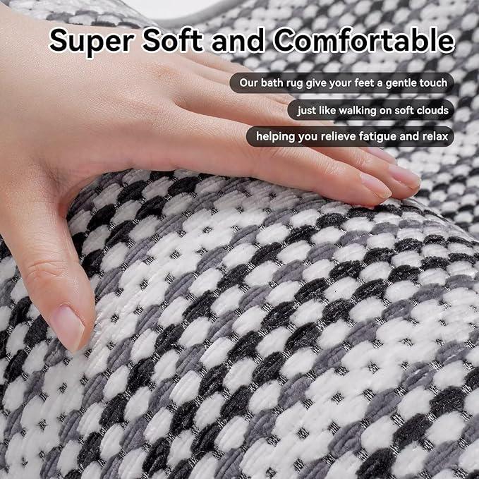 YDKGL YDKGLSuper Absorbent Non Slip Bath Mats for Bathroom,FloorShower,Sink.Machine Washable Bathroom Rugs,Rubber Backed Bathroom Mats，Ultra Soft (Black 24x35) - ModernBath