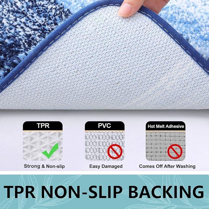 Arotive Microfiber Bathroom Rugs, Shaggy Soft and Absorbent Bath Rug, Non-Slip, Thick Plush Machine Washable Dry Bath Mats for Bathroom, Tub and Shower, 34x21, Blue, Rectangular - ModernBath