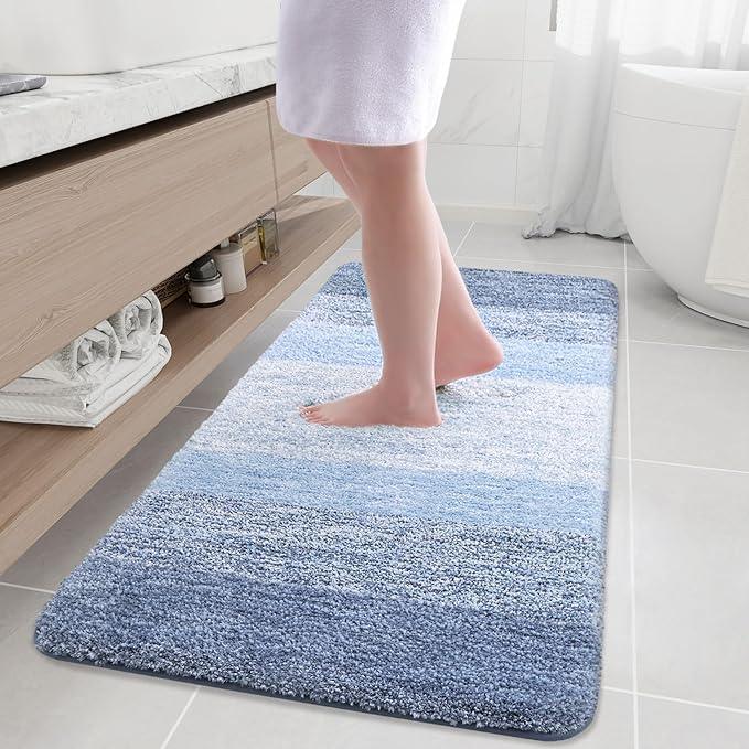 Arotive Microfiber Bathroom Rugs, Shaggy Soft and Absorbent Bath Rug, Non-Slip, Thick Plush Machine Washable Dry Bath Mats for Bathroom, Tub and Shower, 54x24, Light Blue, Rectangular - ModernBath