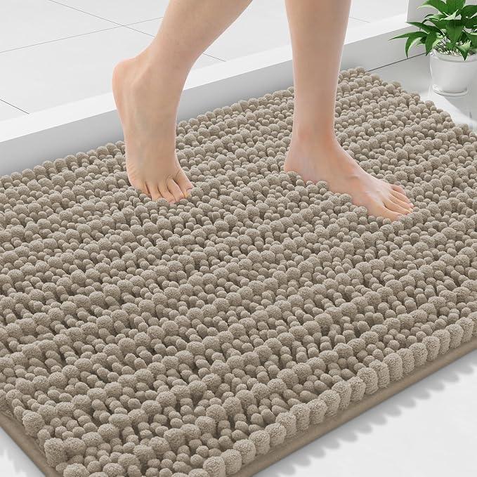 Smiry Bathroom Rugs Mat 36x24, Extra Soft Absorbent Chenille Bath Rugs, Non Slip Rubber Backing Machine Washable Quick Dry Bath Mats for Bathroom Floor, Tub, Shower, Home Decor Accessories, Latte - ModernBath