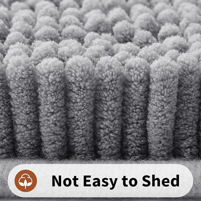 Yimobra Washable Bathroom Rugs, Super Soft & Absorbent Chenille Bath Mat for Floor & Carpet, Quick Dry Non Slip Bath Mat for Tub Shower, 24" x 17",Grey - ModernBath