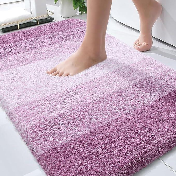 OLANLY Bathroom Rugs Mat 36x24, Extra Soft Absorbent Microfiber Bath Rugs, Rubber Backing, Quick Dry, Washable Bath Mats for Bathroom Floor, Tub and Shower, Home Decor Accessories, Pinkish-Purple - ModernBath