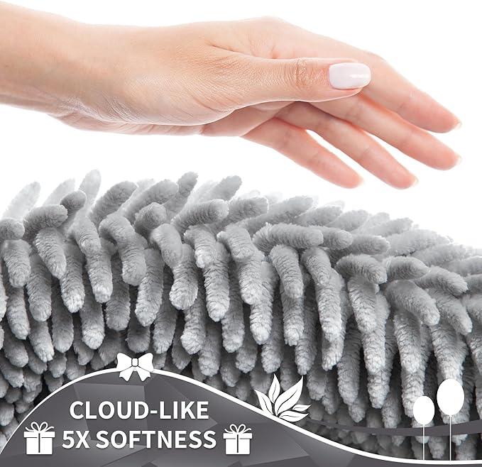 Yimobra Chenille Bathroom Rugs Non Slip, Extra Thick Soft Absorbent Bath Rug, Machine Washable Quick Dry Bath Mat for Bathroom Floor, Tub and Shower, Home Decor Accessories, 24x17, Light Grey - ModernBath