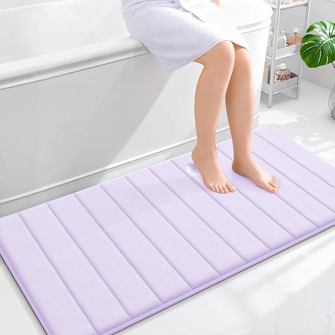 OLANLY Memory Foam Long Bathroom Rugs Runner 47x24, Super Soft Absorbent Bath Mat, Quick Dry, Machine Washable Shower Floor Rugs, Bathmat Carpet, Bathroom Home Decor Accessories, Lavender - ModernBath