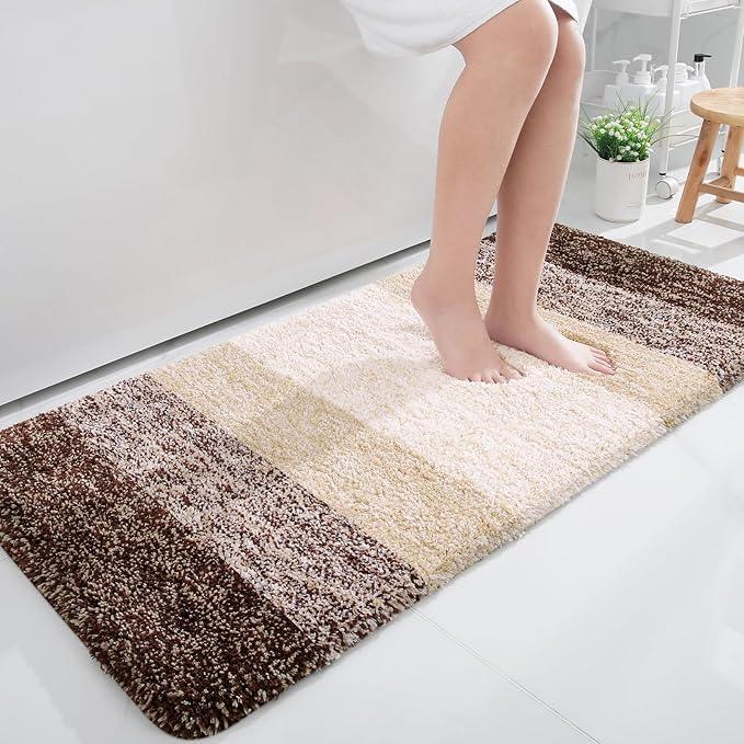 OLANLY Bathroom Runner Rugs 45x27, Extra Soft Absorbent Microfiber Bath Rugs, Rubber Backing, Quick Dry, Machine Washable Bath Mats for Bathroom Floor, Tub and Shower, Home Decor Accessories, Brown - ModernBath