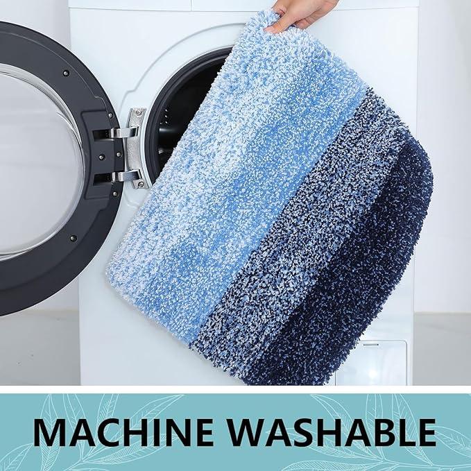 Arotive Microfiber Bathroom Rugs, Shaggy Soft and Absorbent Bath Rug, Non-Slip, Thick Plush Machine Washable Dry Bath Mats for Bathroom, Tub and Shower, 70x24, Blue, Rectangular - ModernBath