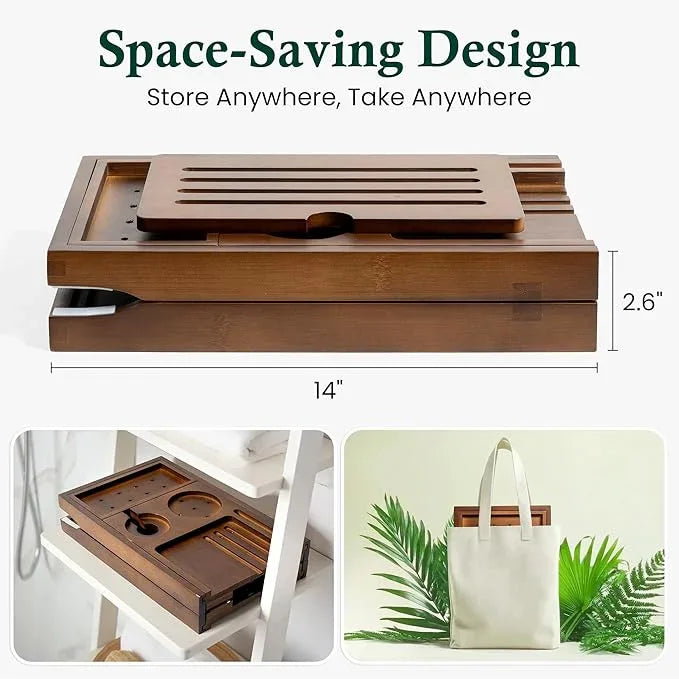 Realgulf Bamboo Bathtub Tray, Bath Caddy with Wine Glass Holder, Phone Dock & Book Stand | Hands-Free Reading & Ultimate Spa Relaxation Experience-Brown - ModernBath